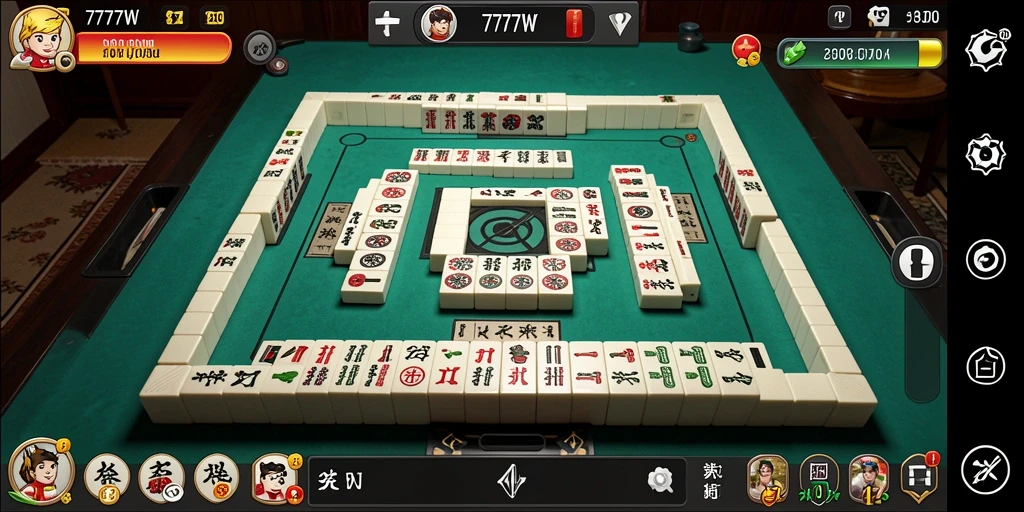 Gameplay Mahjong seru dalam 7777W yang penuh warna.