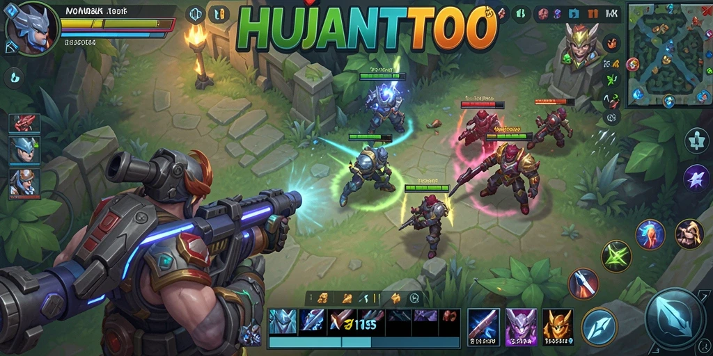 Tangkapan layar gameplay HUJANTOTO yang menunjukkan pertarungan tim yang seru.