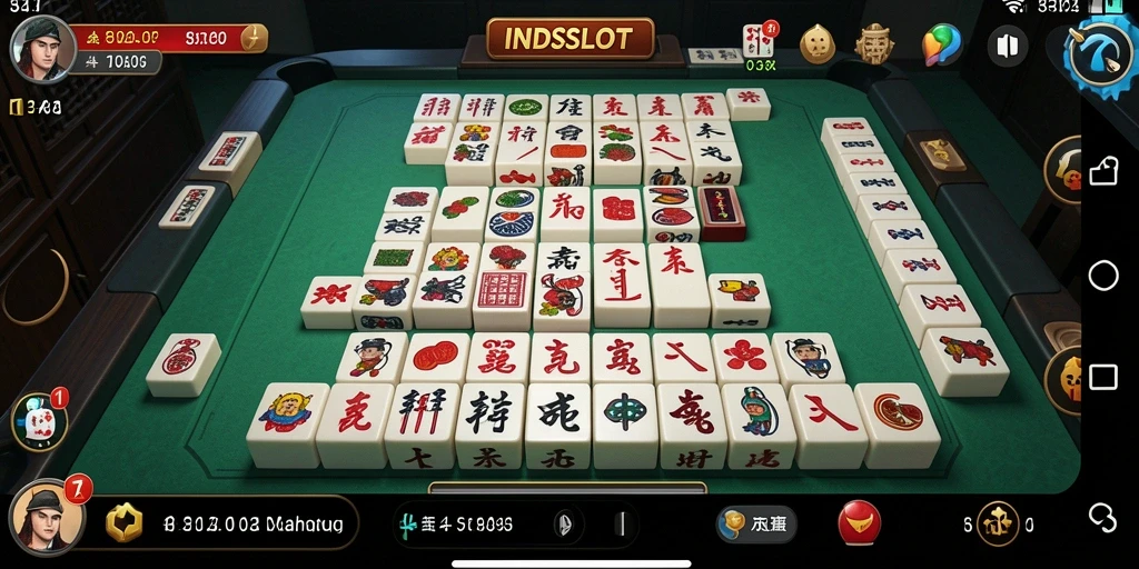Screenshot gameplay INDSLOT menampilkan suasana permainan Mahjong yang menegangkan.
