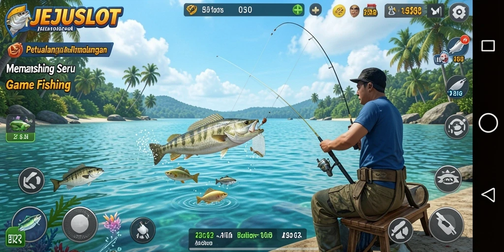 Tampilan gameplay JEJUSLOT yang menampilkan aksi memancing seru.