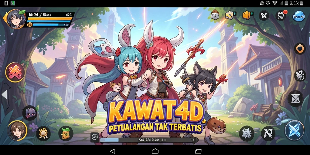 Tangkapan layar gameplay KAWAT4D menunjukkan aksi seru di dunia anime.