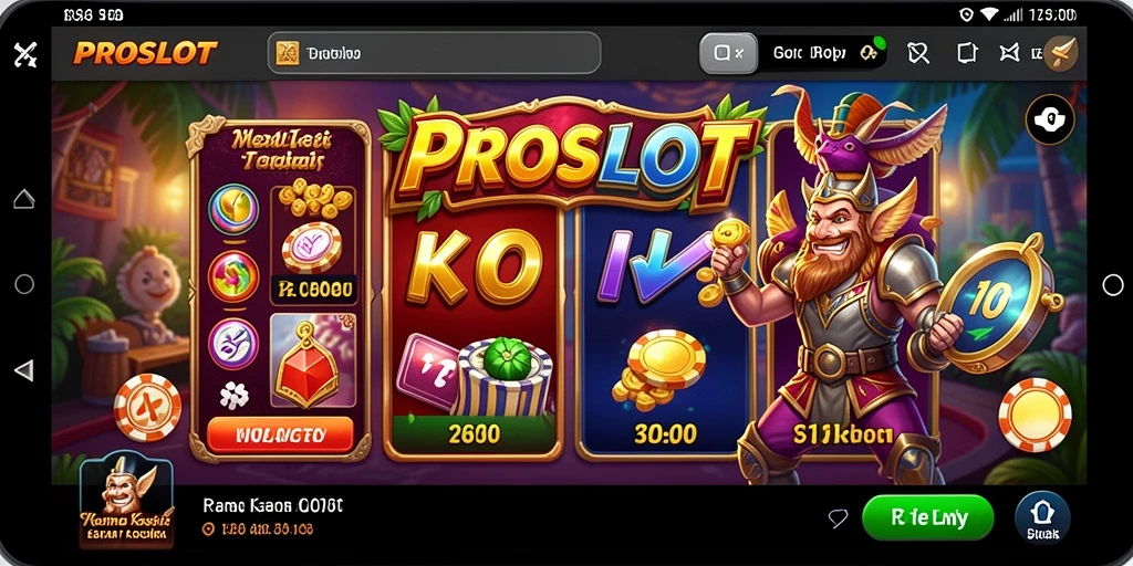Screenshot gameplay PROSLOT menampilkan tampilan mesin slot yang menarik dan interaktif.