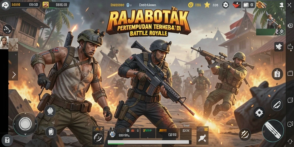 Gameplay seru dalam pertempuran Battle Royale di RAJABOTAK.