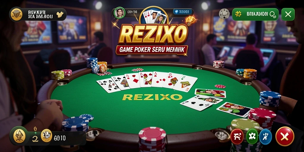 Tampilan menarik dari gameplay Poker di REZIXO yang mengasyikkan.