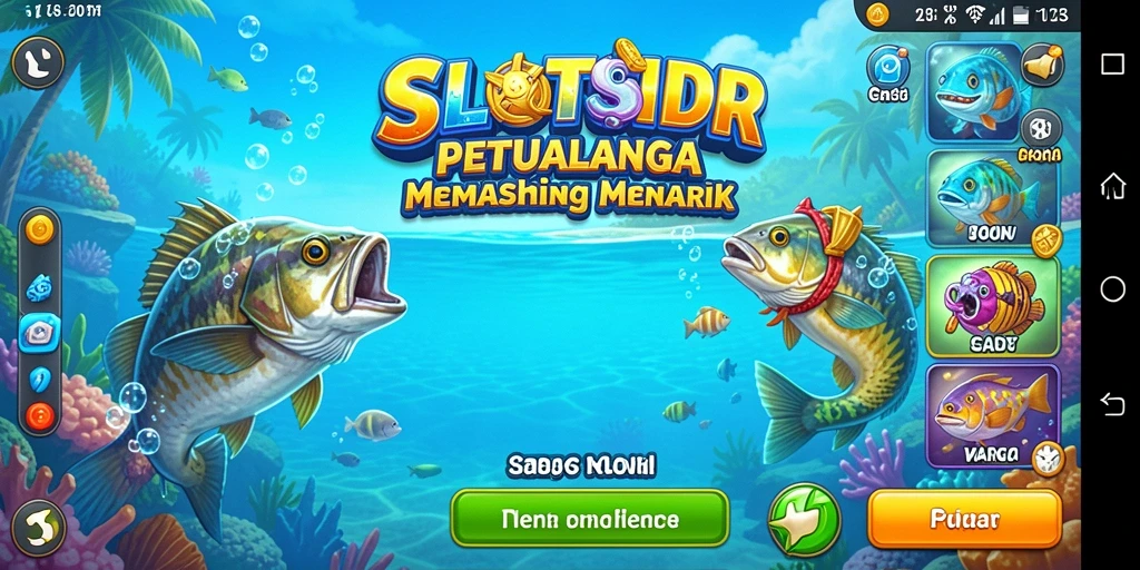 Tampilan gameplay SLOTSIDR yang memukau dalam suasana memancing.