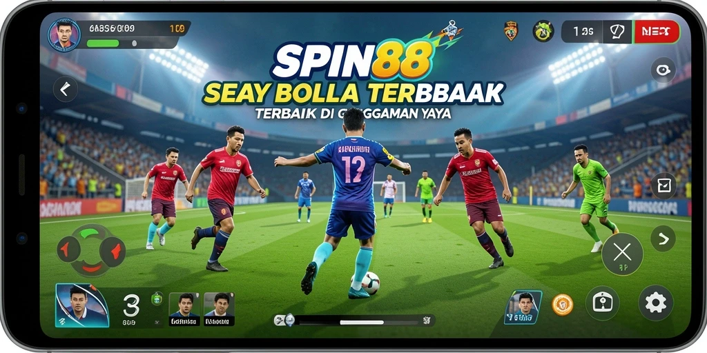 Screenshot SPIN88 menampilkan aksi seru dalam pertandingan sepak bola.