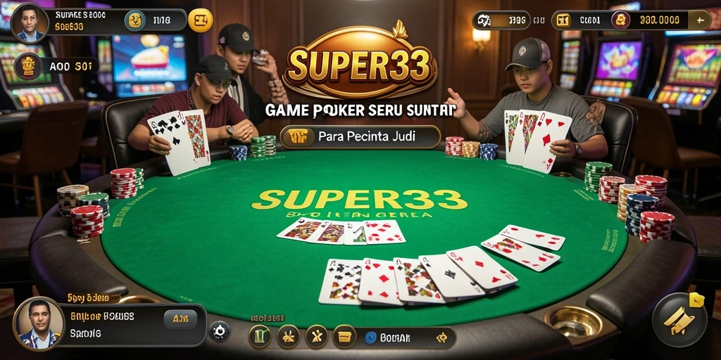 Tampilan gameplay poker mendebarkan di SUPER33.