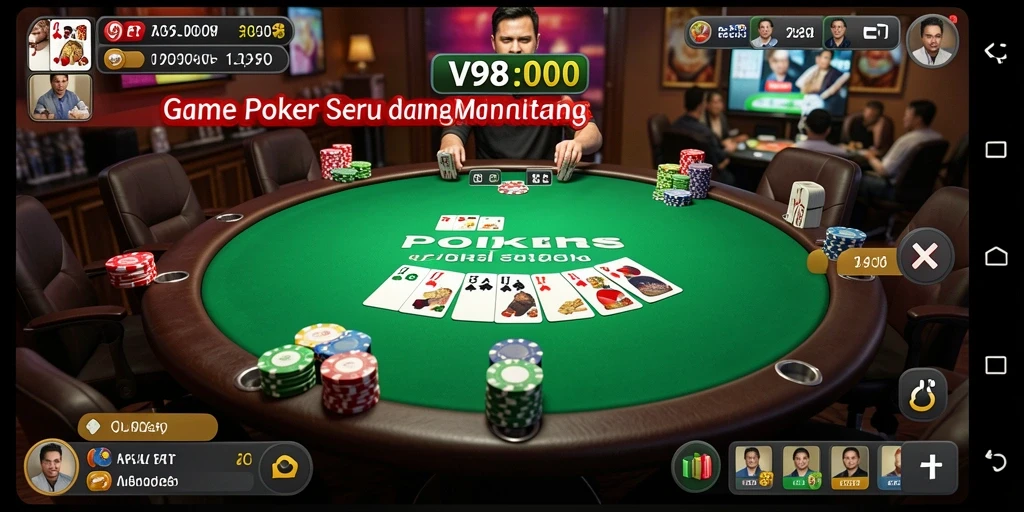 Tampilan gameplay Poker yang seru dalam V98.